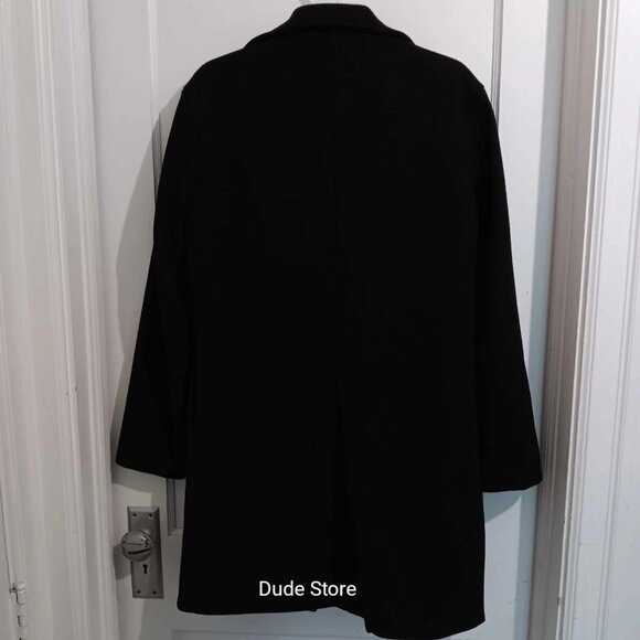 Women's Unbranded Polyester Black Long Coat - Size Medium *EUC* - Picture 6 of 9
